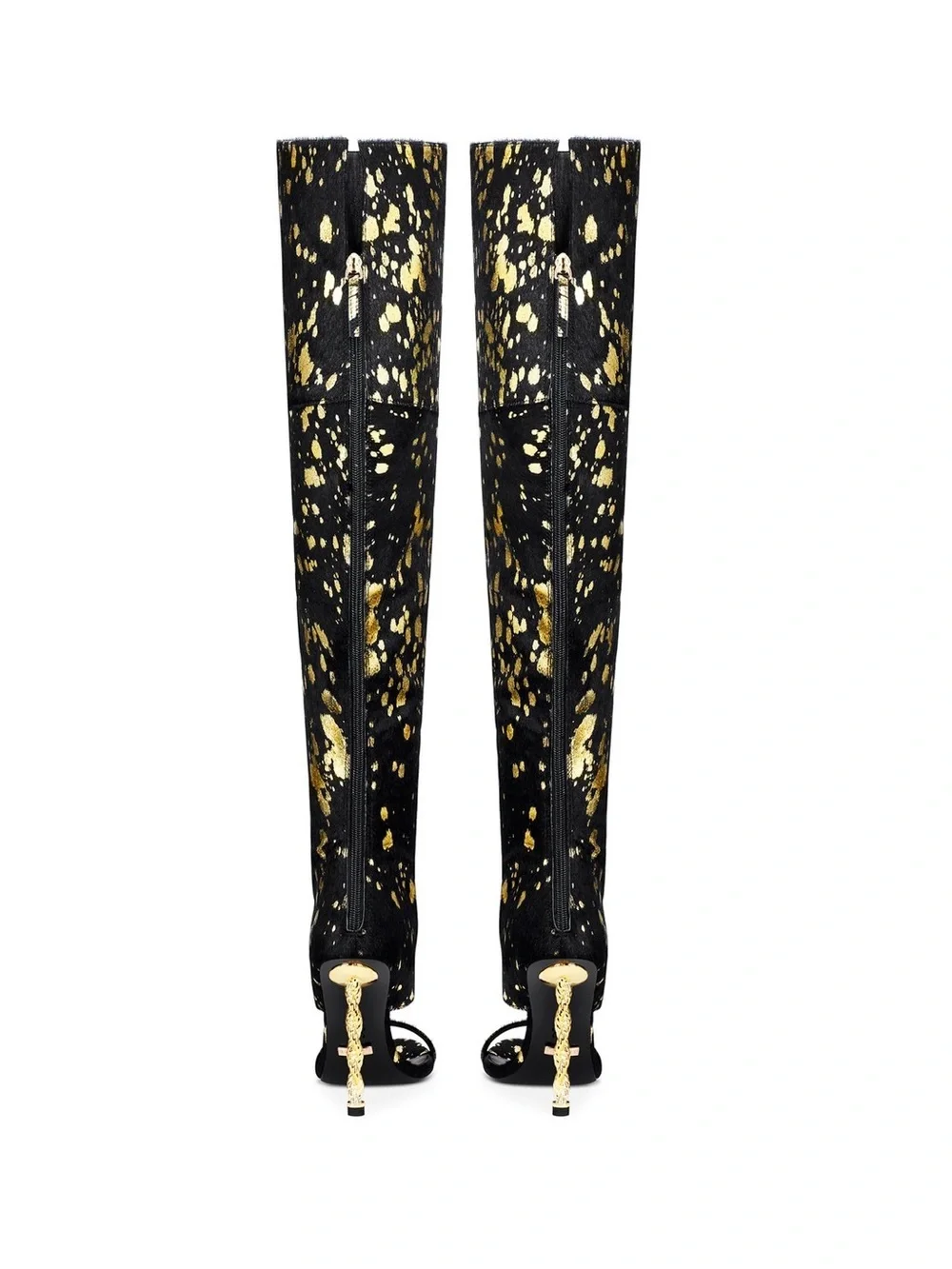IAMJENNIFERLE Black and Gold Over-the-Knee Sandal Boots 37 New